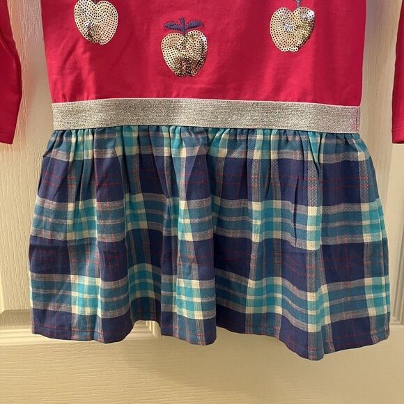 Hatley Shiny Apple Fun Elastic Waist Dress Pink Plaid Skirt Girls Size 4 NWT - Picture 3 of 12